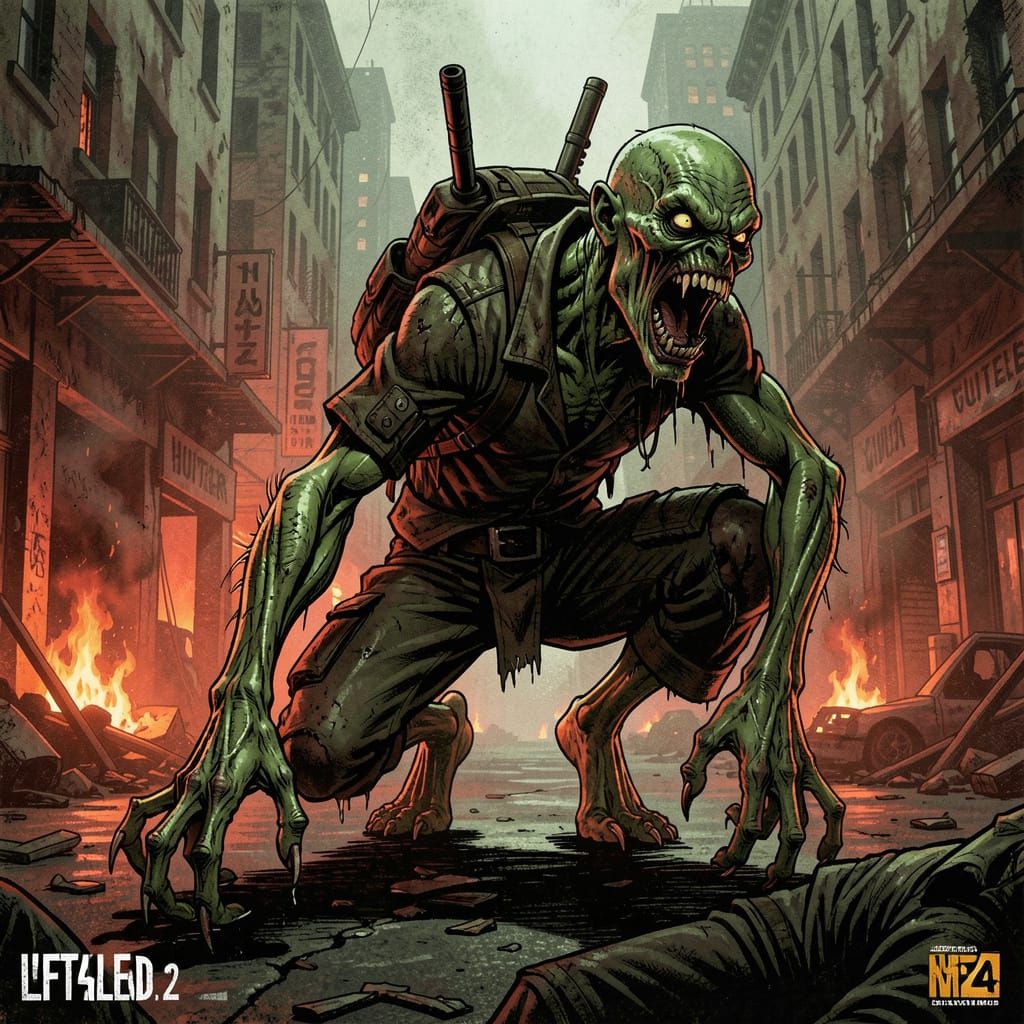 Left 4 Dead 2 Hunter Lurking in Post-Apocalyptic City