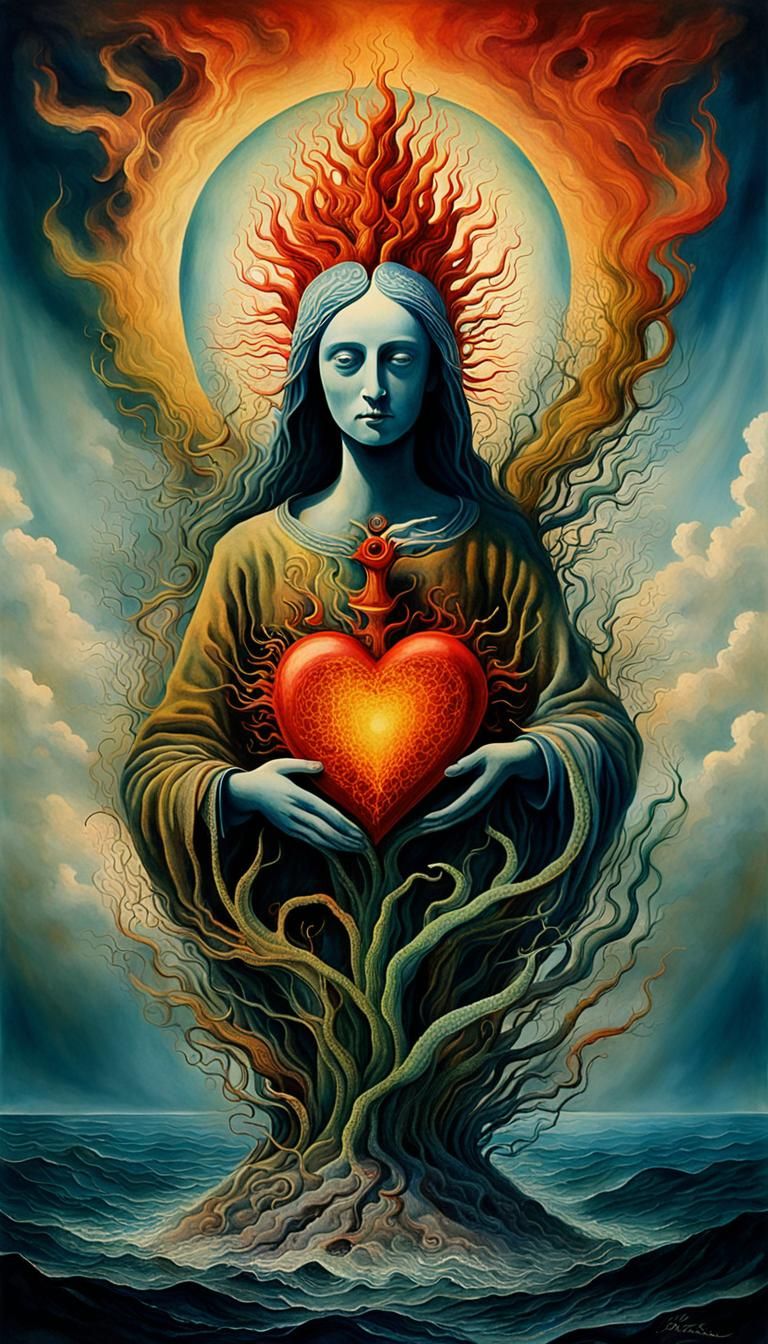 Heart of flame ,Sacred Heart Of Christ ,sea weed   Je me sou...