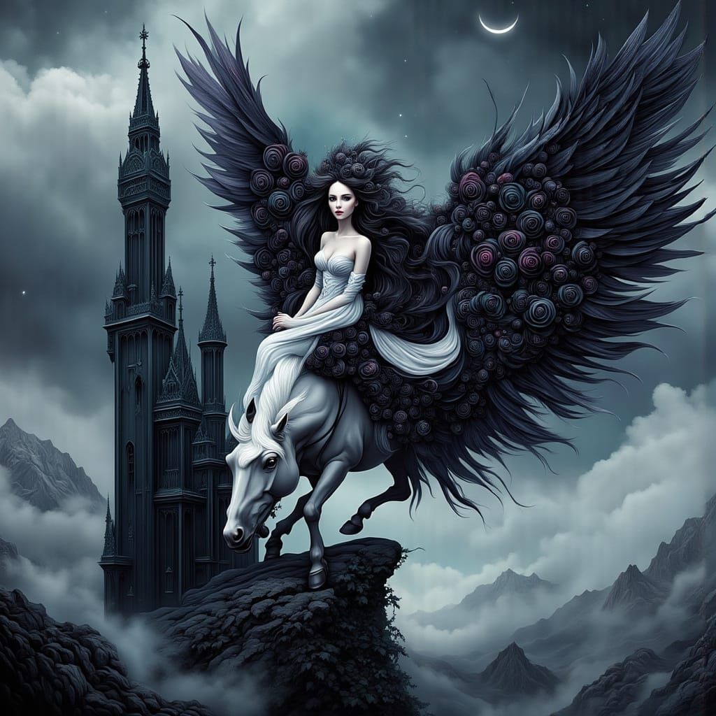 Gothic Lady in Mystical Flight
