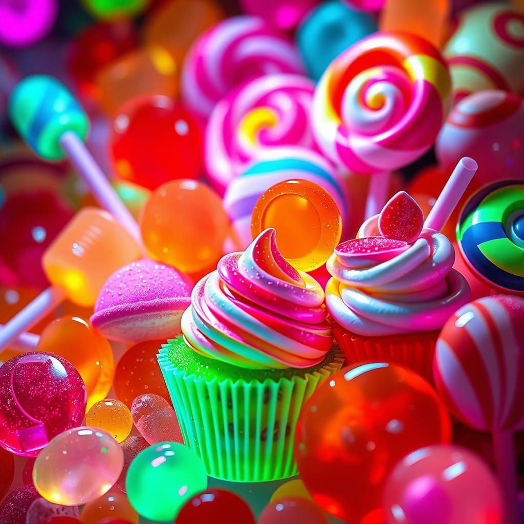 Vibrant Digital Sweets in a Neon Aesthetic