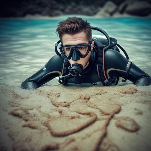 Scuba Diver Sinking in Quicksand: Professional Photography