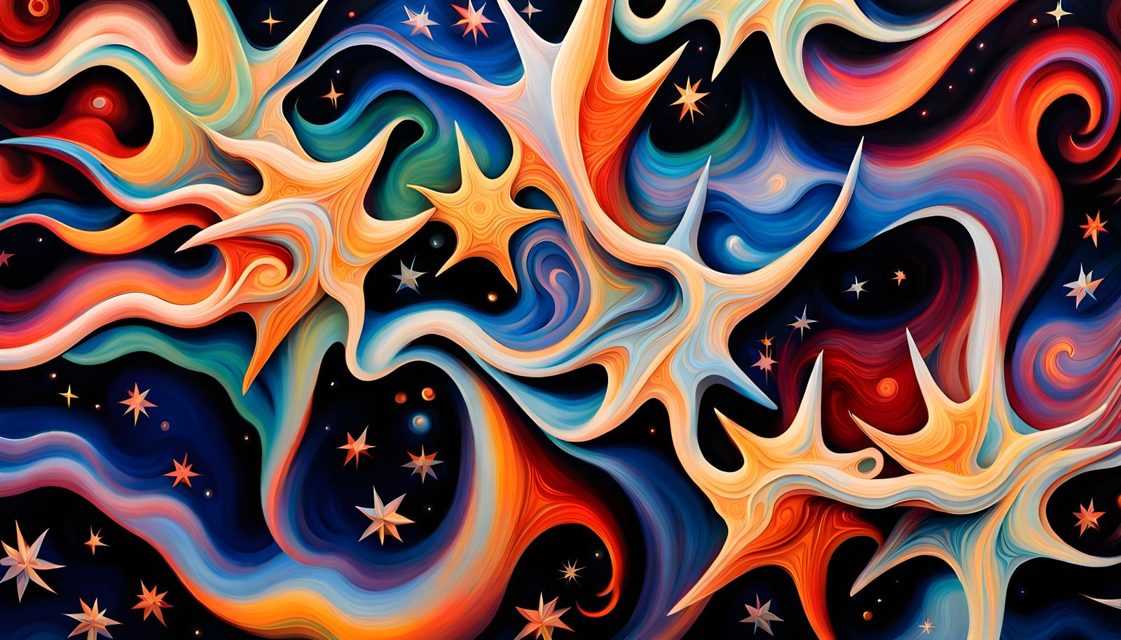 Iridescent Stars and Magnetic Waves in Vivid Impasto