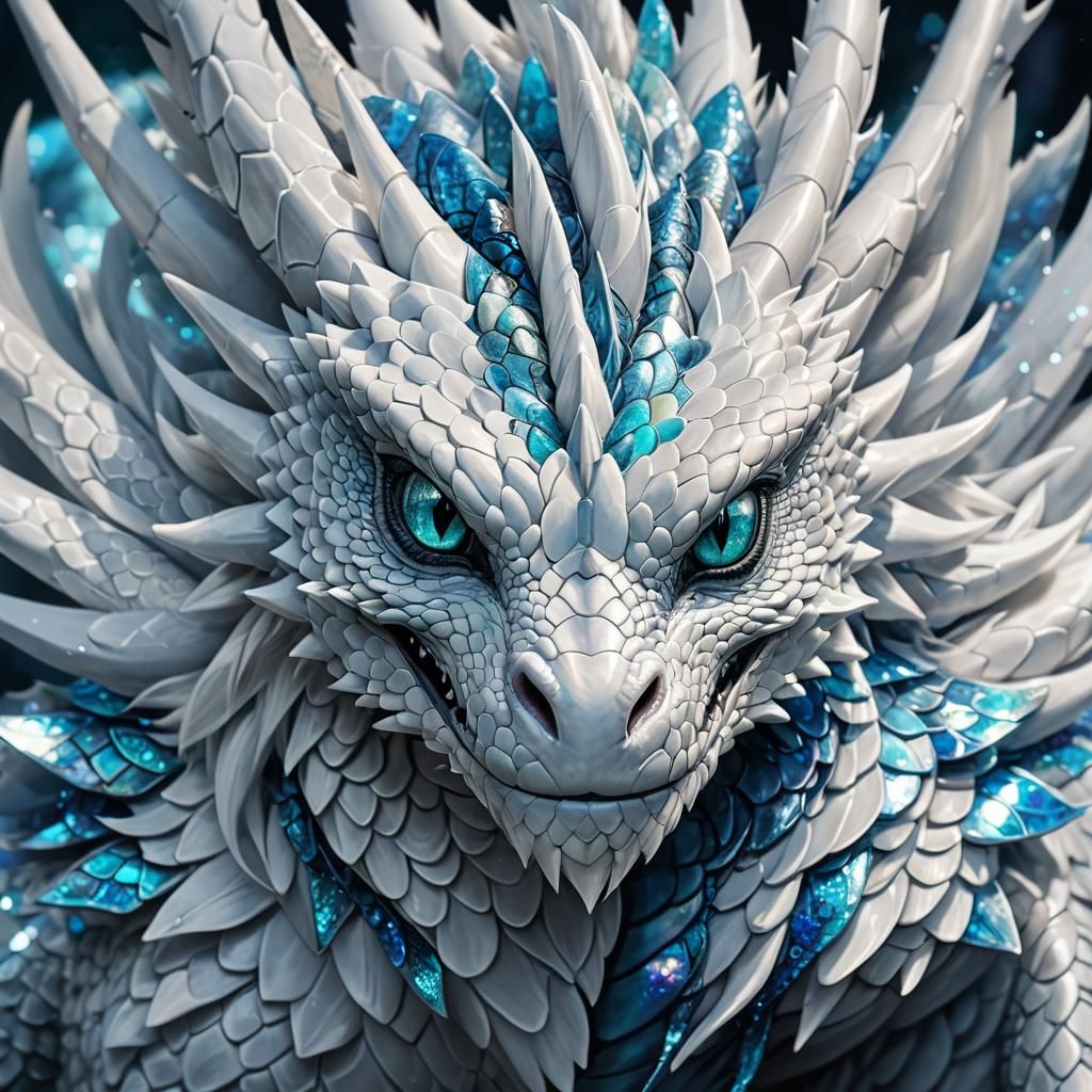 Light Fury Dragon Close-Up: Vibrant Digital Art
