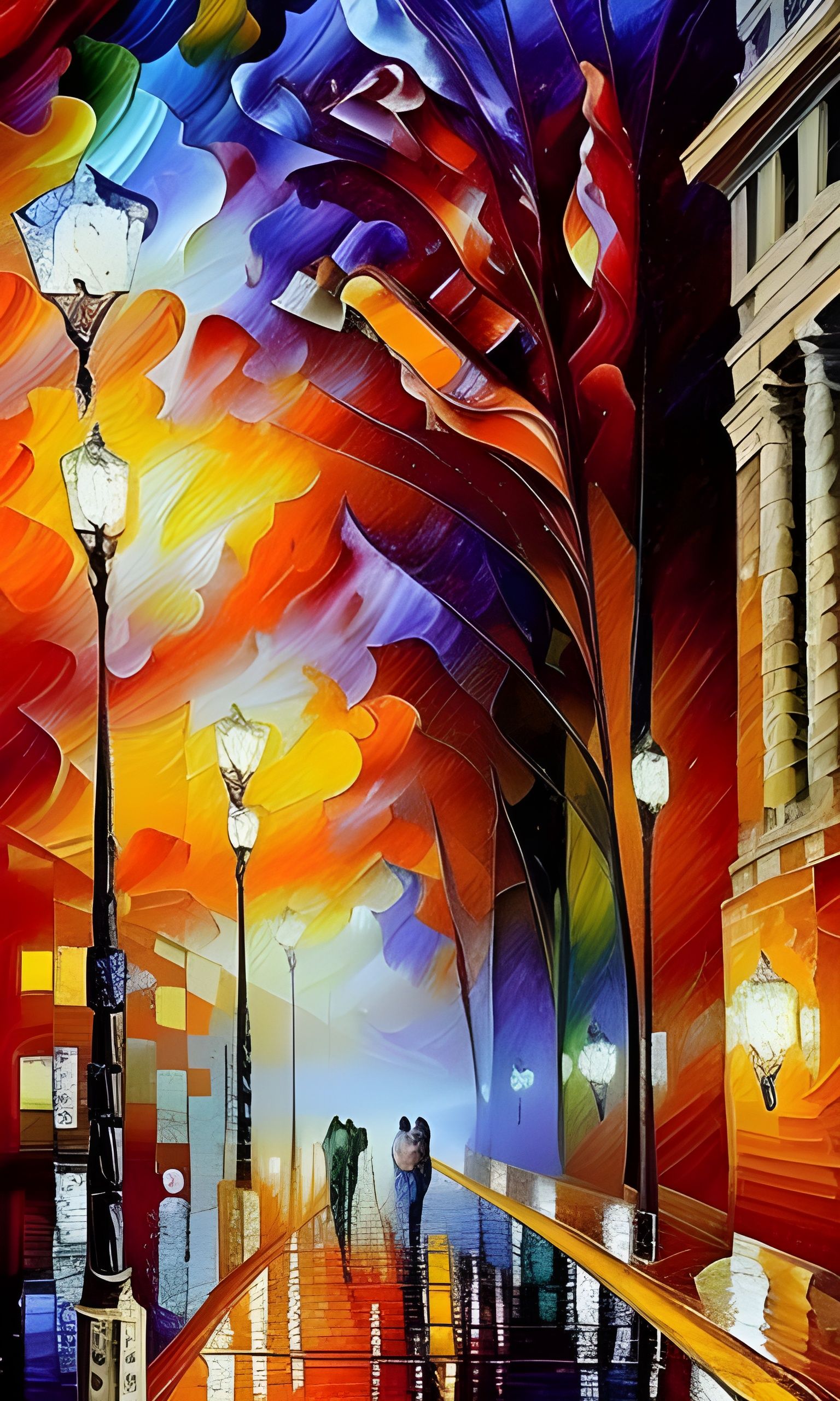 Abstract Landscape in Neo-Impressionist Expressionist Style