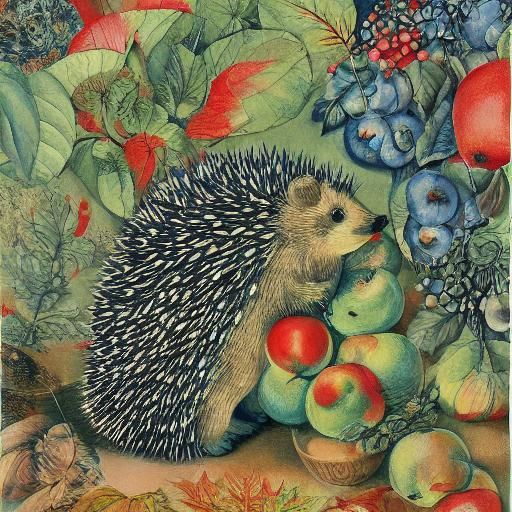 Kirigami Hedgehog and Apple Still Life