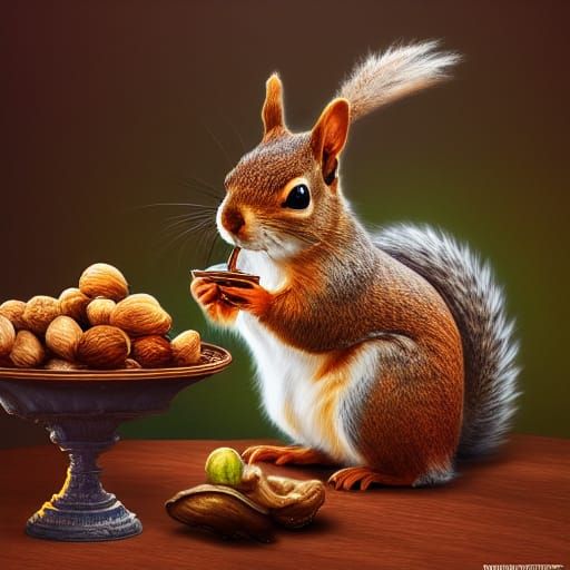 Squirrel's Fine Dining Experience: A Photorealistic Render