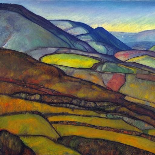 Welsh Hillsides: An Expressionist Oil Painting