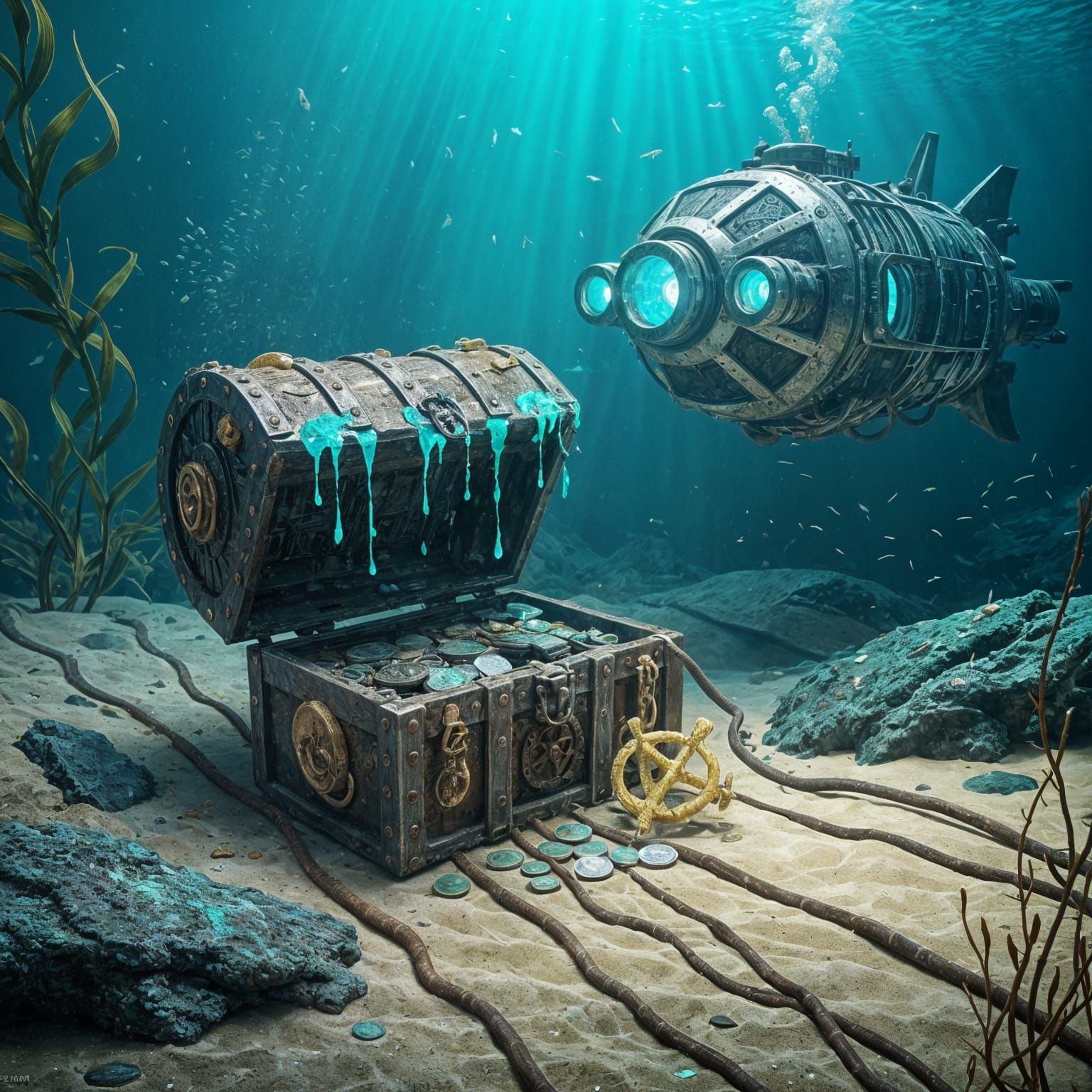 Neon Treasure Chest in Abyssal Depths