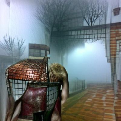 Eerie Fog-Laden Street Scene