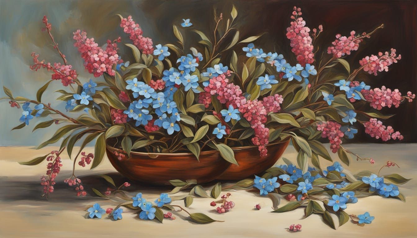 Abstract Surrealist Floral Landscape Painting