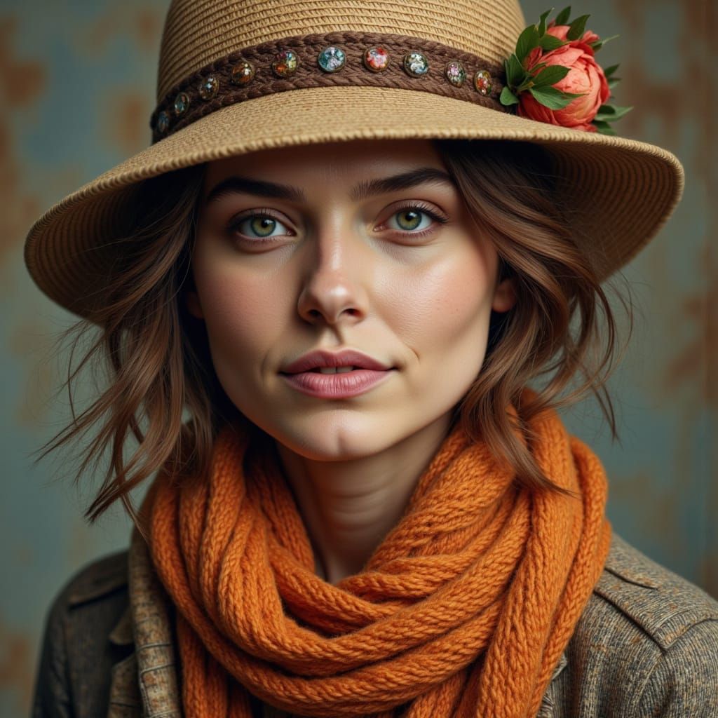 Art Nouveau Portrait: German Woman with Green Eyes