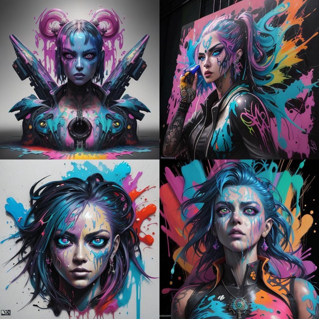 Cyberpunk Martian Splash Art with Jewel Eyes