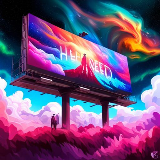 Colorful Billboard in Nebula, Graffiti Street Art