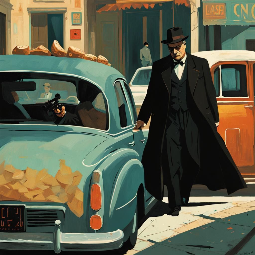 Godfather Scene in Paul Klee Style