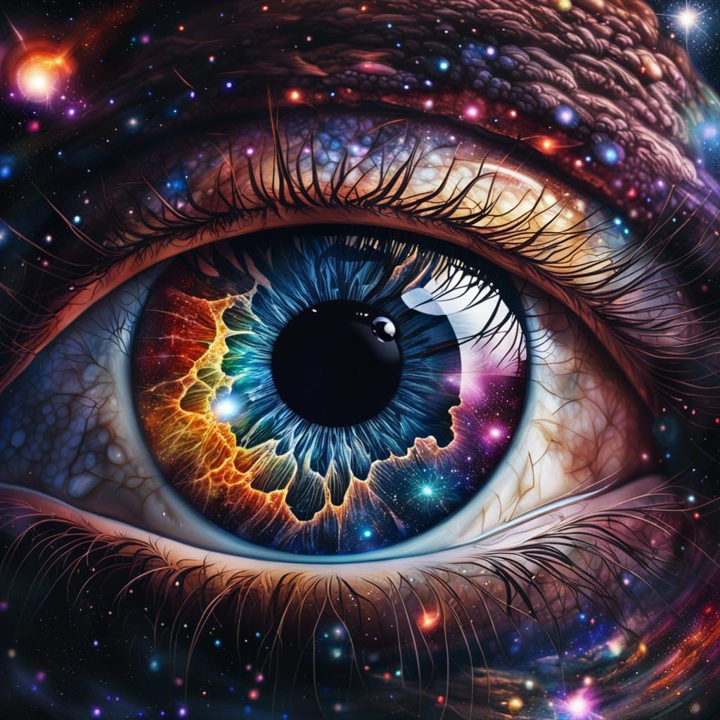 Hyperrealistic Eye Reveals Colorful Galaxy Nebula