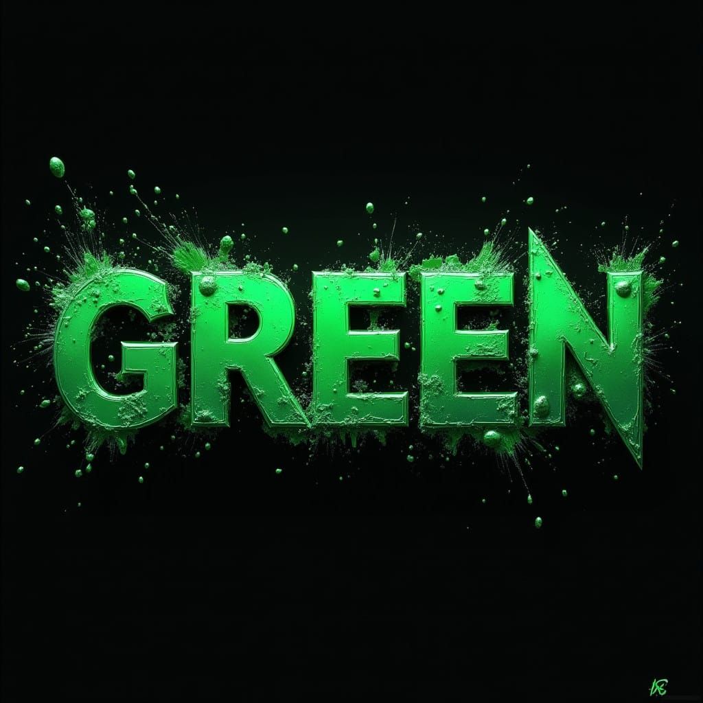 Emerald Typography Splashes Across Dramatic Black Poster