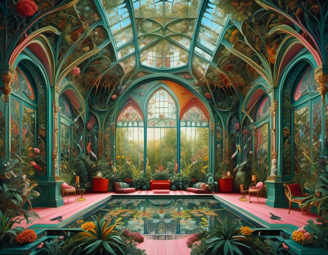 Maximalist Infinity Room in Henri Rousseau Style