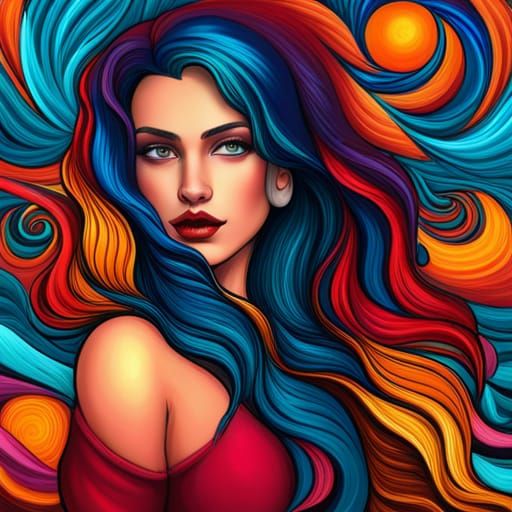 Gypsy Girl with Blue Hair: 3D Digital Art