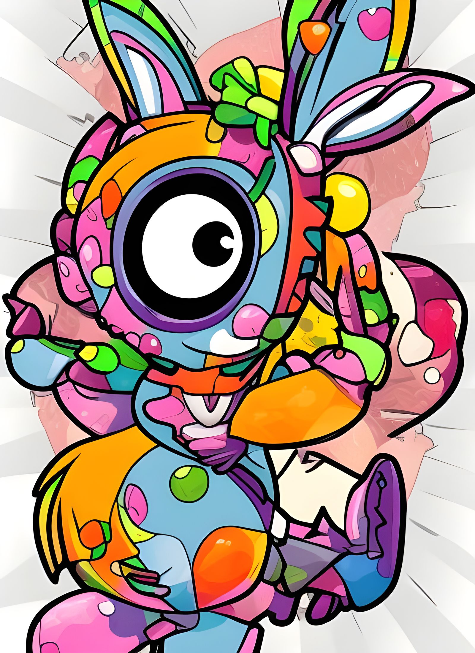 Cute Cartoon Bunny as Ninja Warrior