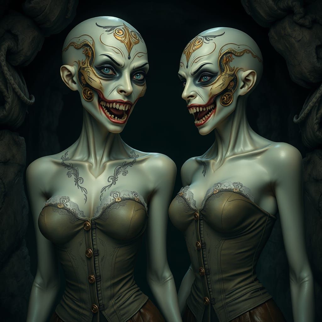 Dark Gothic Femmes in Industrial Dungeon