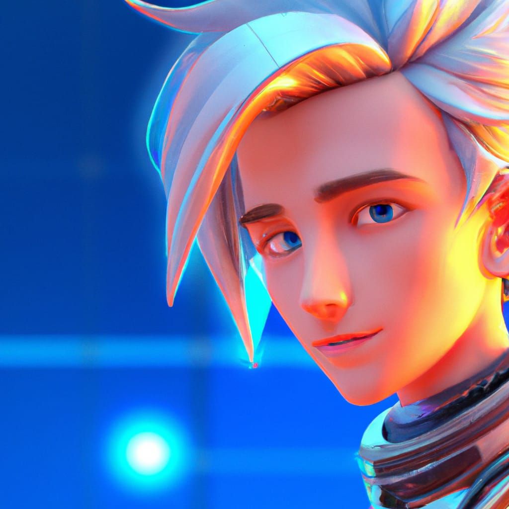 Futuristic Anime Boy Character in 3D Digital Art