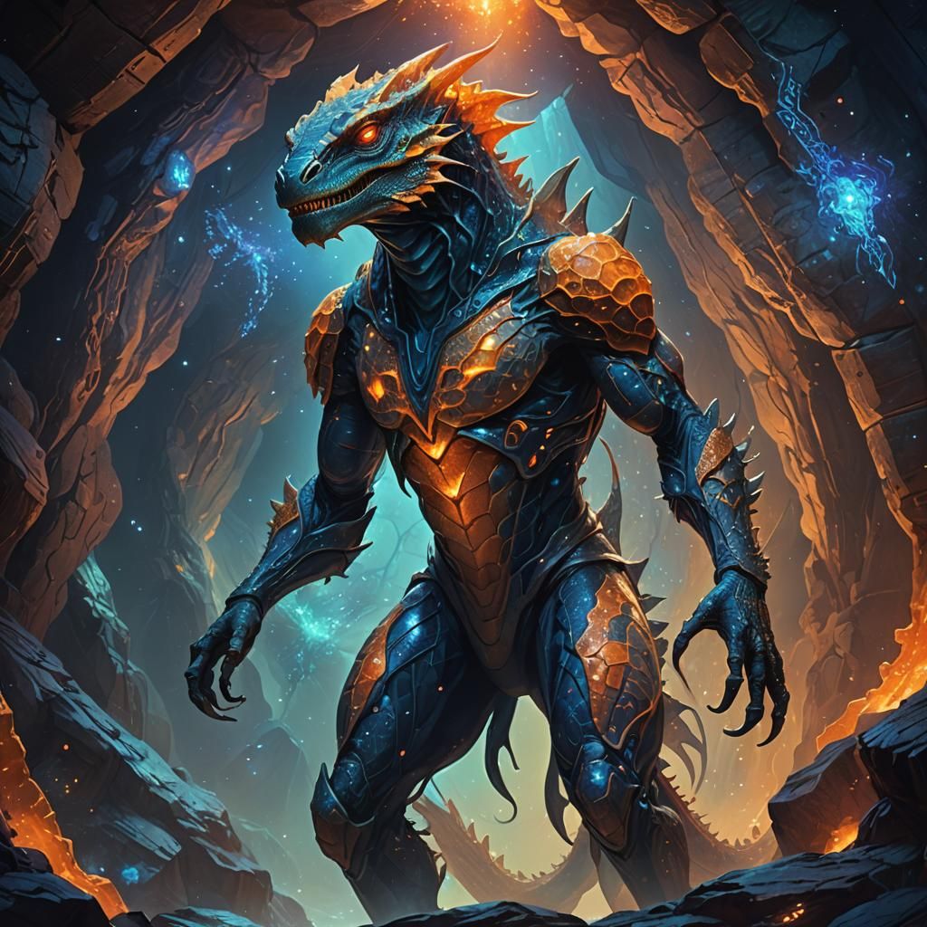 Mystical Alien Lizard in Art Nouveau Style