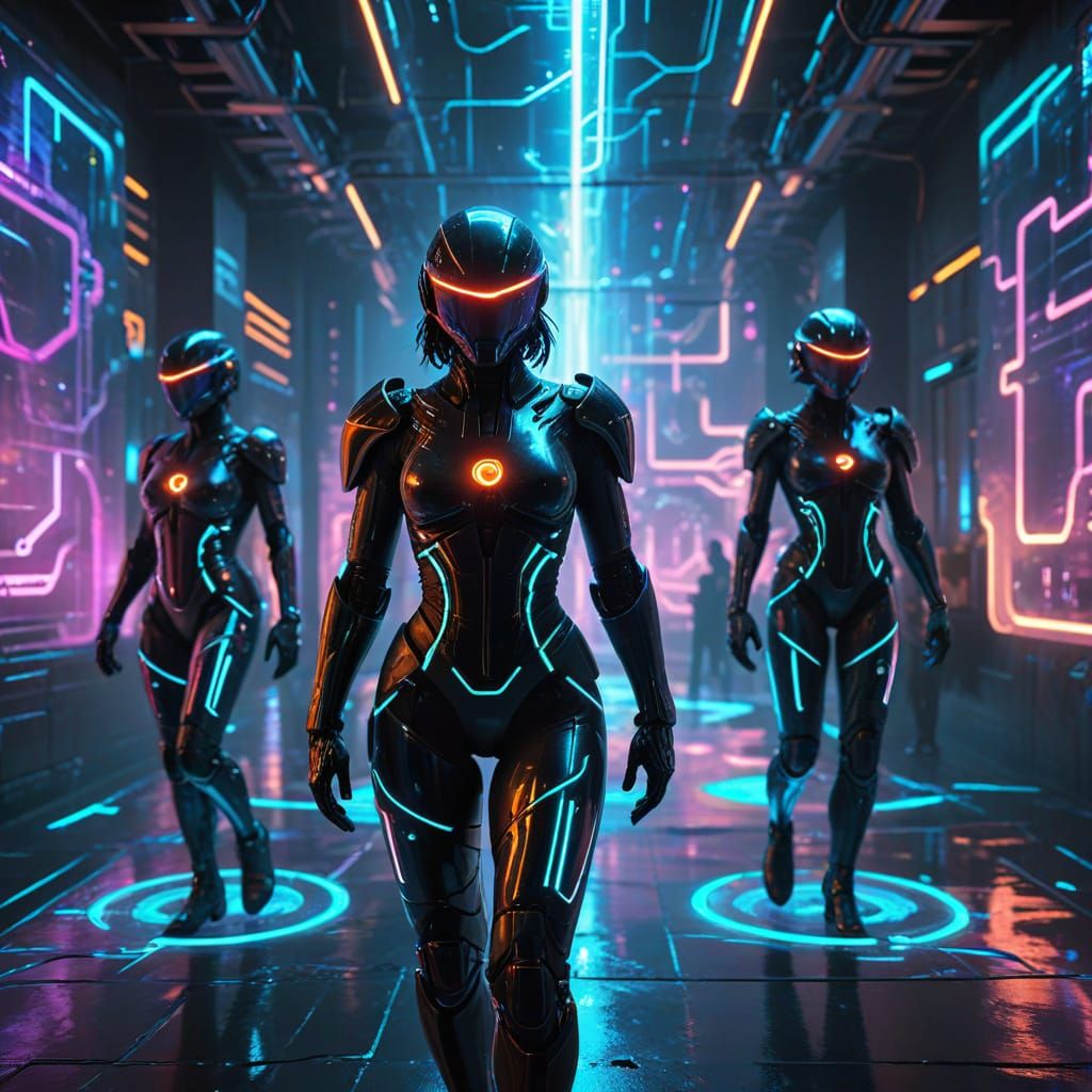 Neon Cyberpunk Arena: Augmented Reality Game