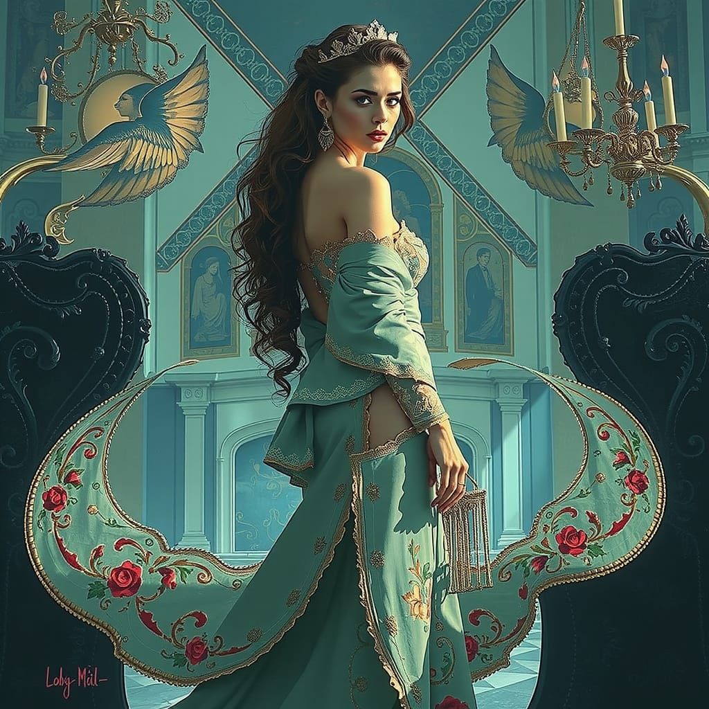 Mystical Woman in Dada Expressionist Style