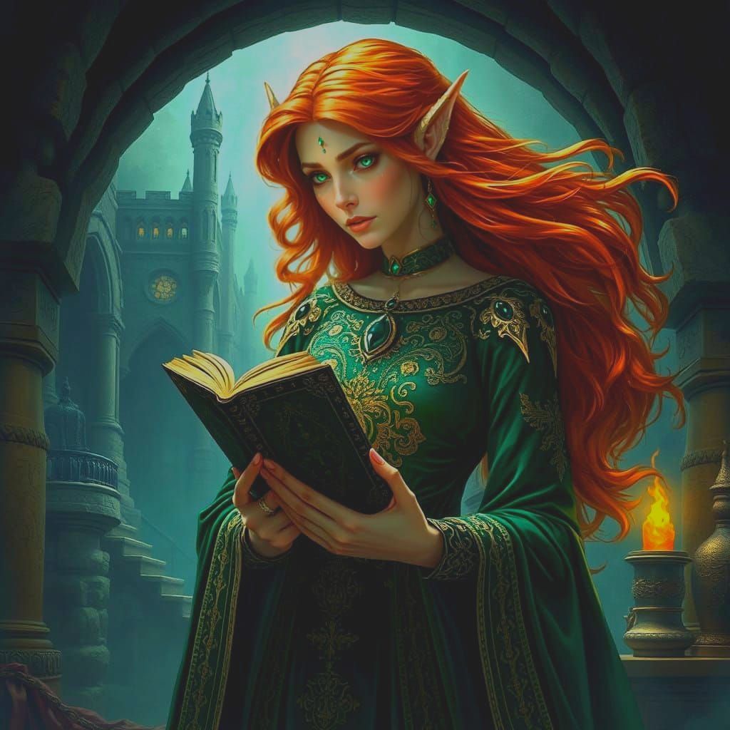Ethereal Elven Queen Unveils Ancient Secrets in Castle Chamb...