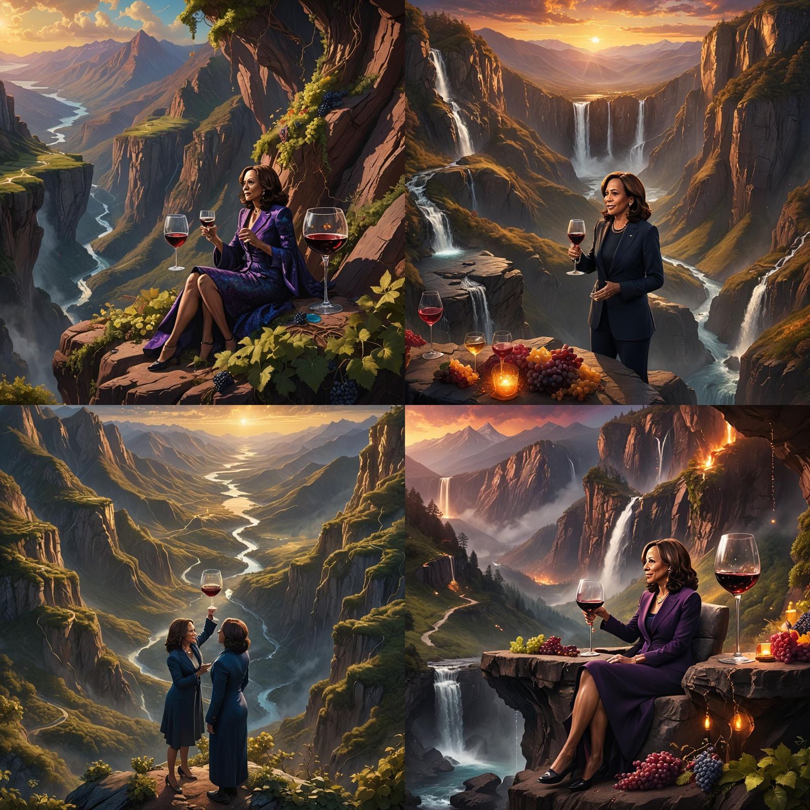 Wine Waterfall on Magical Mountain, Digital Art