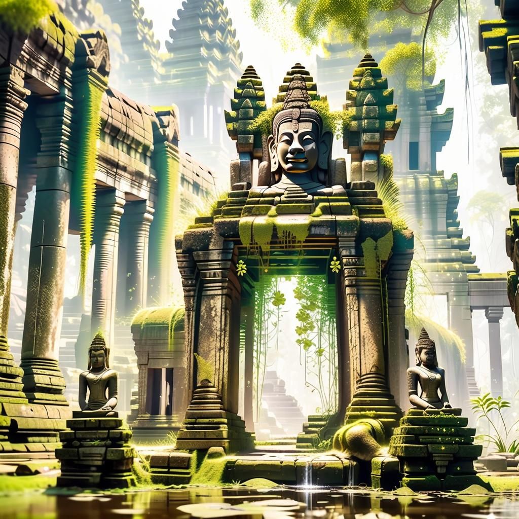 Jungle Temple Ruins in Surreal Style