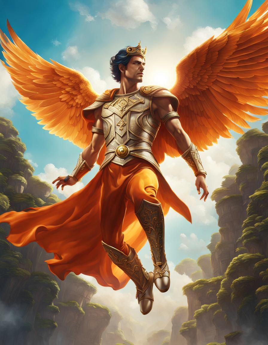 Hermes in Flight: Hyperrealistic Fantasy Art