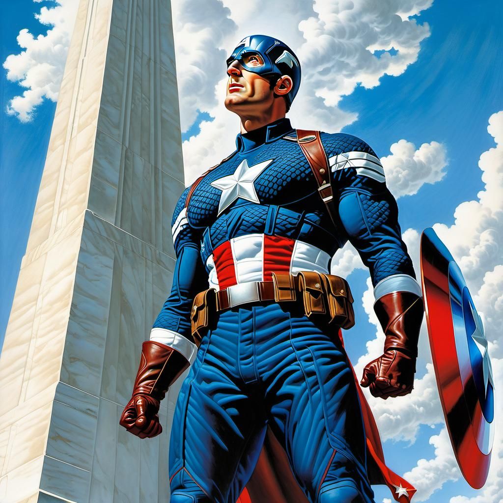 Captain America Salutes Washington Monument as Comic Book Ar...