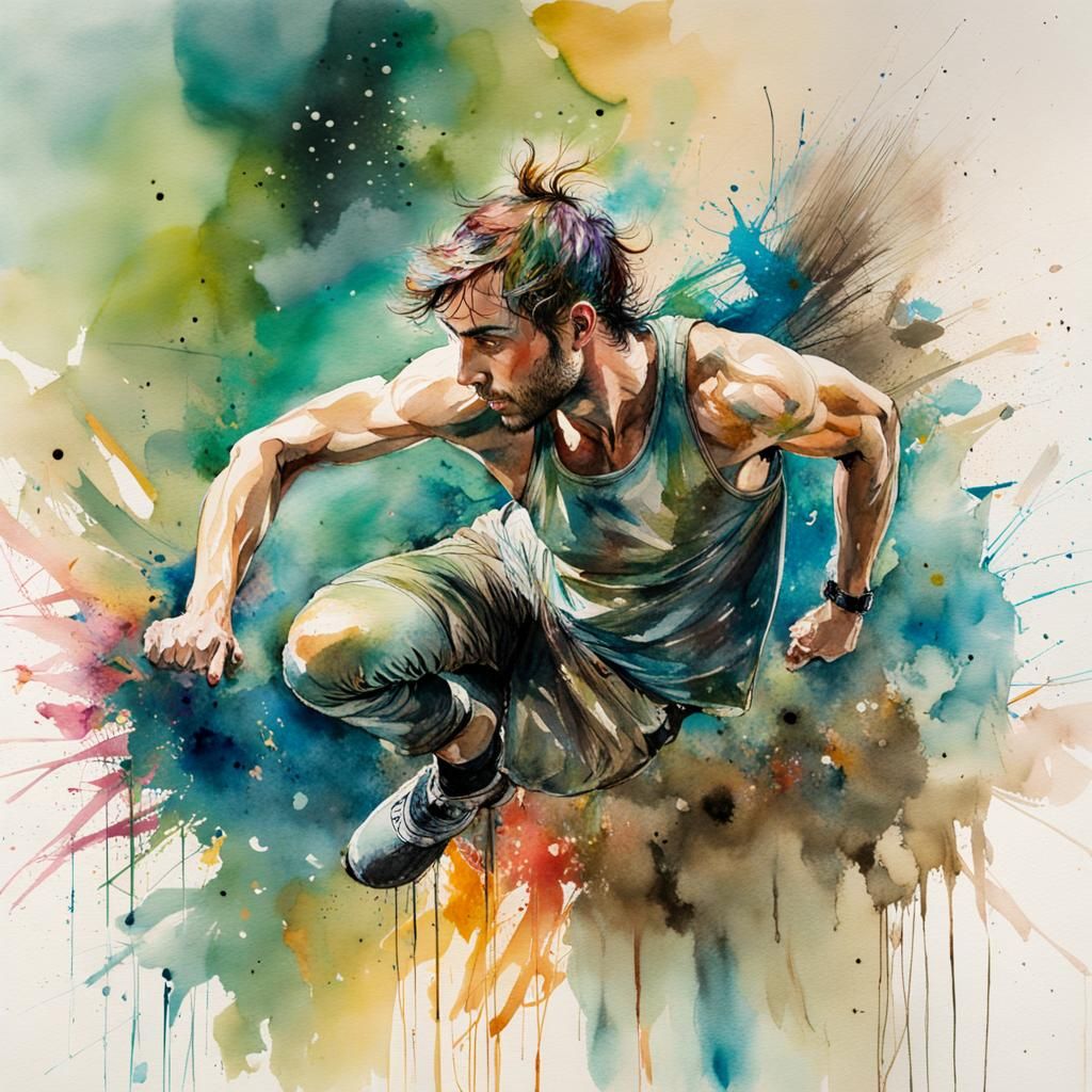 Francis Martin Fee Bouldering, in Watercolor Style