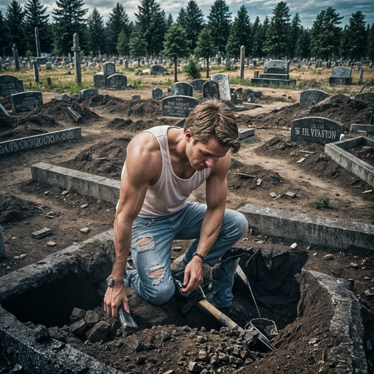 Man Digging Grave: Cinematic Album Cover