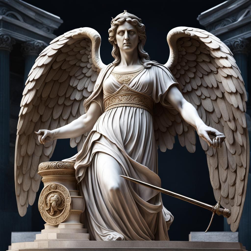 Weeping Angel: Ancient Greek Goddess in Marble