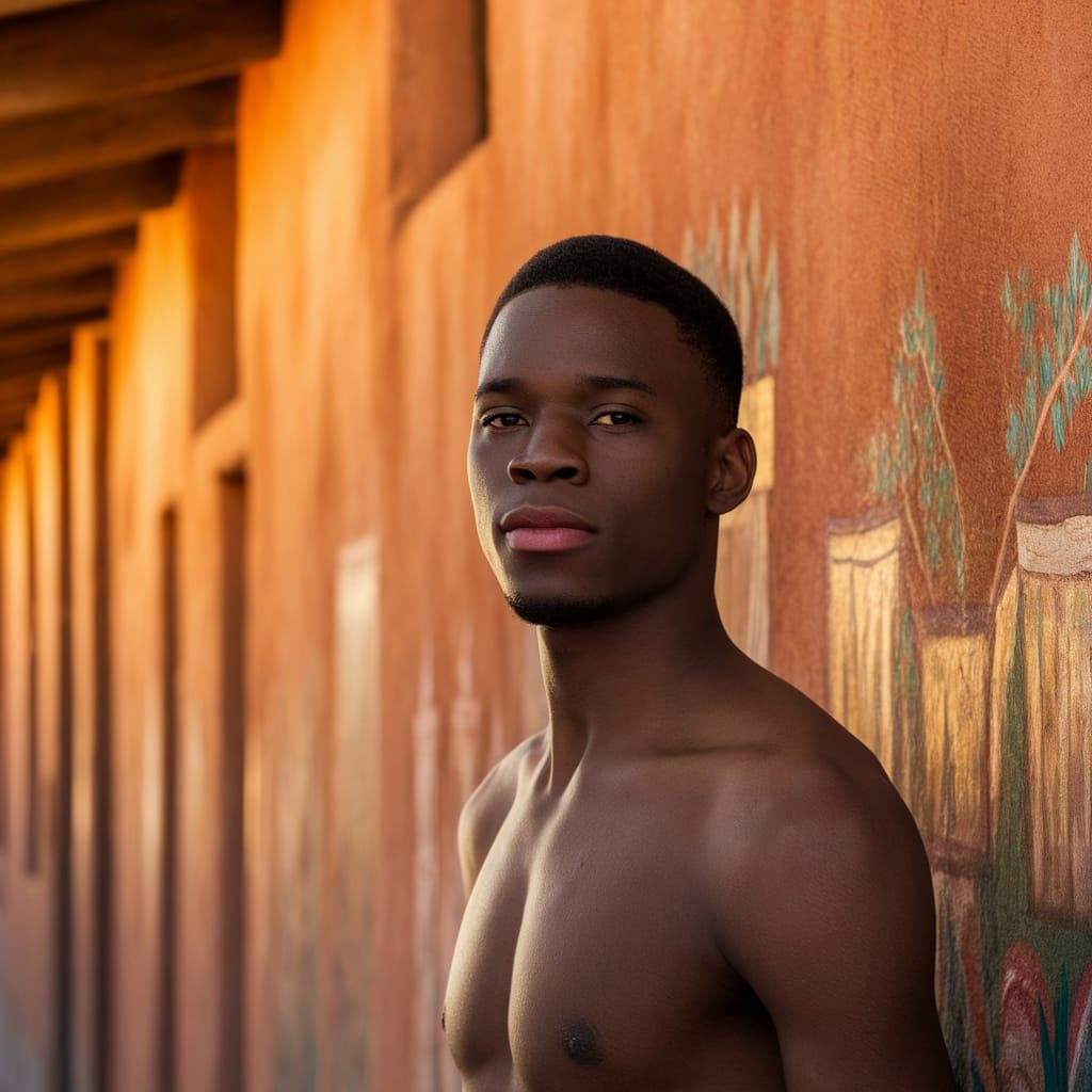 Portrait of Young African Man in Golden Hour Light