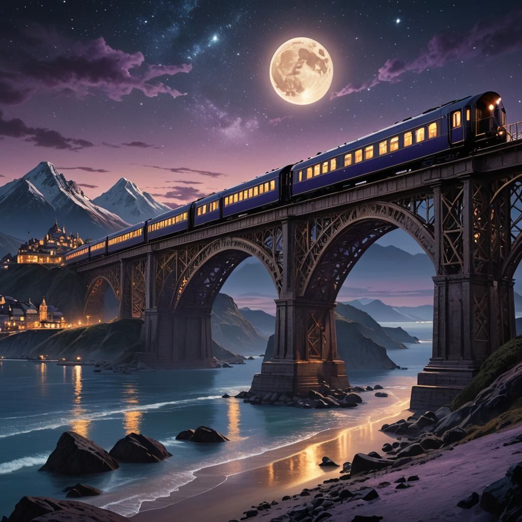 Orient Express to the Moon: Art Deco Dreamscape
