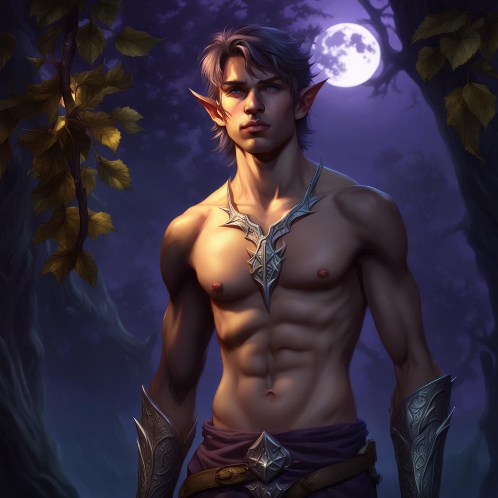 Moonlit Elf in Dark Fantasy Style