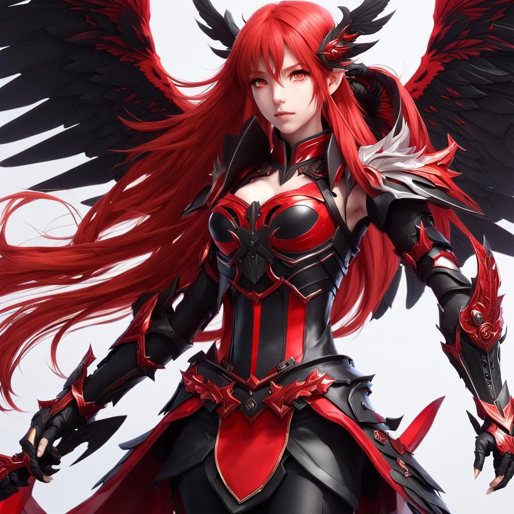 Beautiful Demon Girl in Anime Style 3D Art