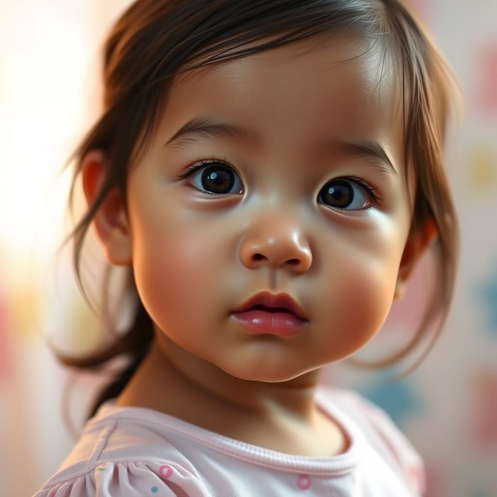 Hyperrealistic Filipino Toddler Portrait in Soft Lighting