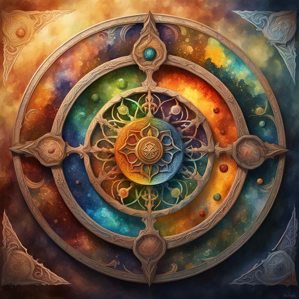 Yggdrasil Watercolor Splash Art Pagan Wheel