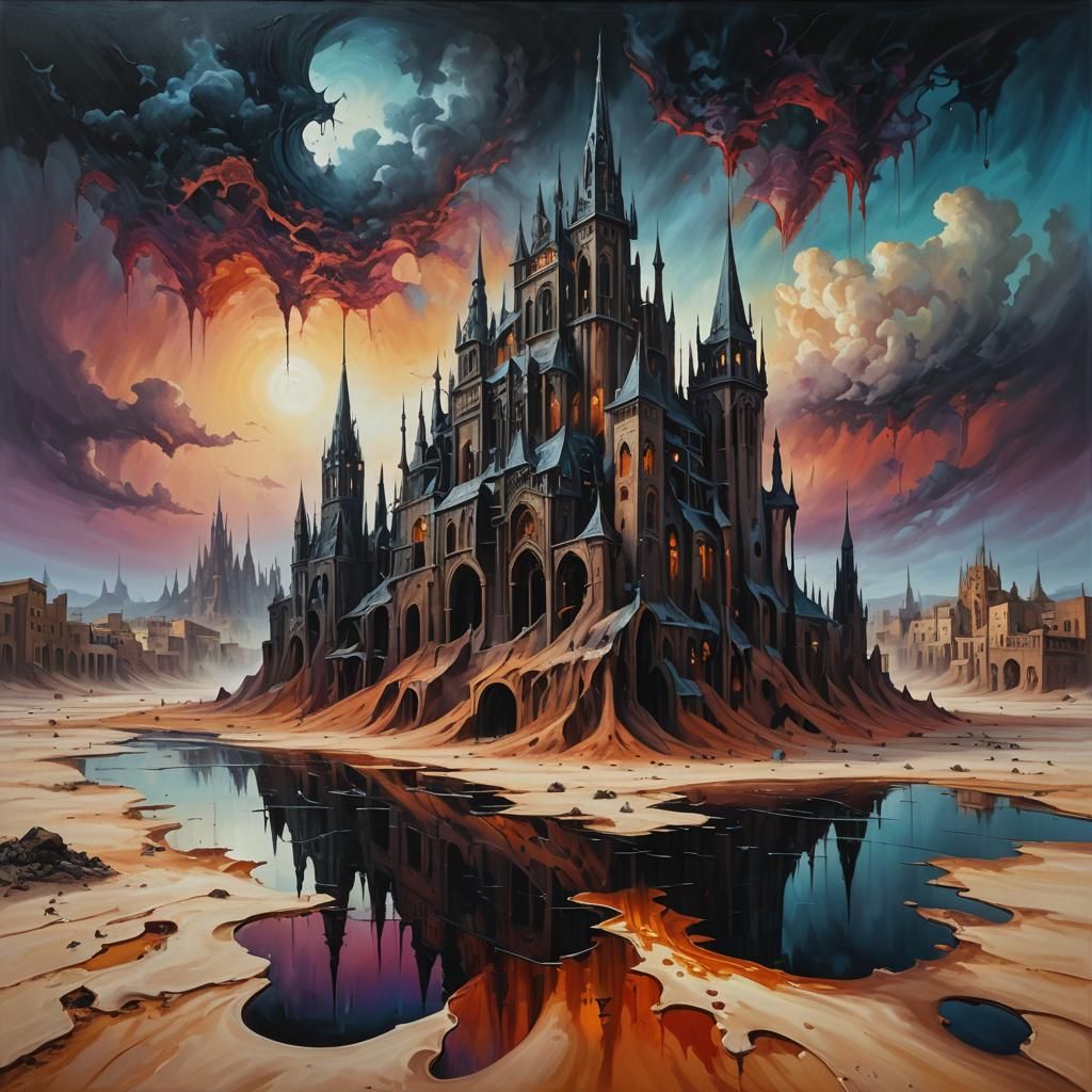 Surreal Gothic Town Melts in Desert Landscape