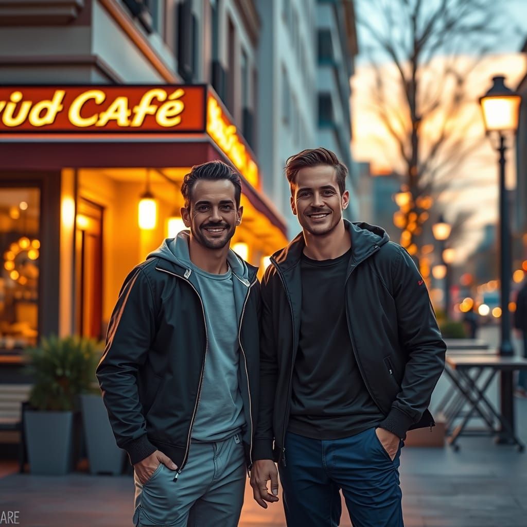 Romantic Cafe Date in Vibrant Watercolor Style