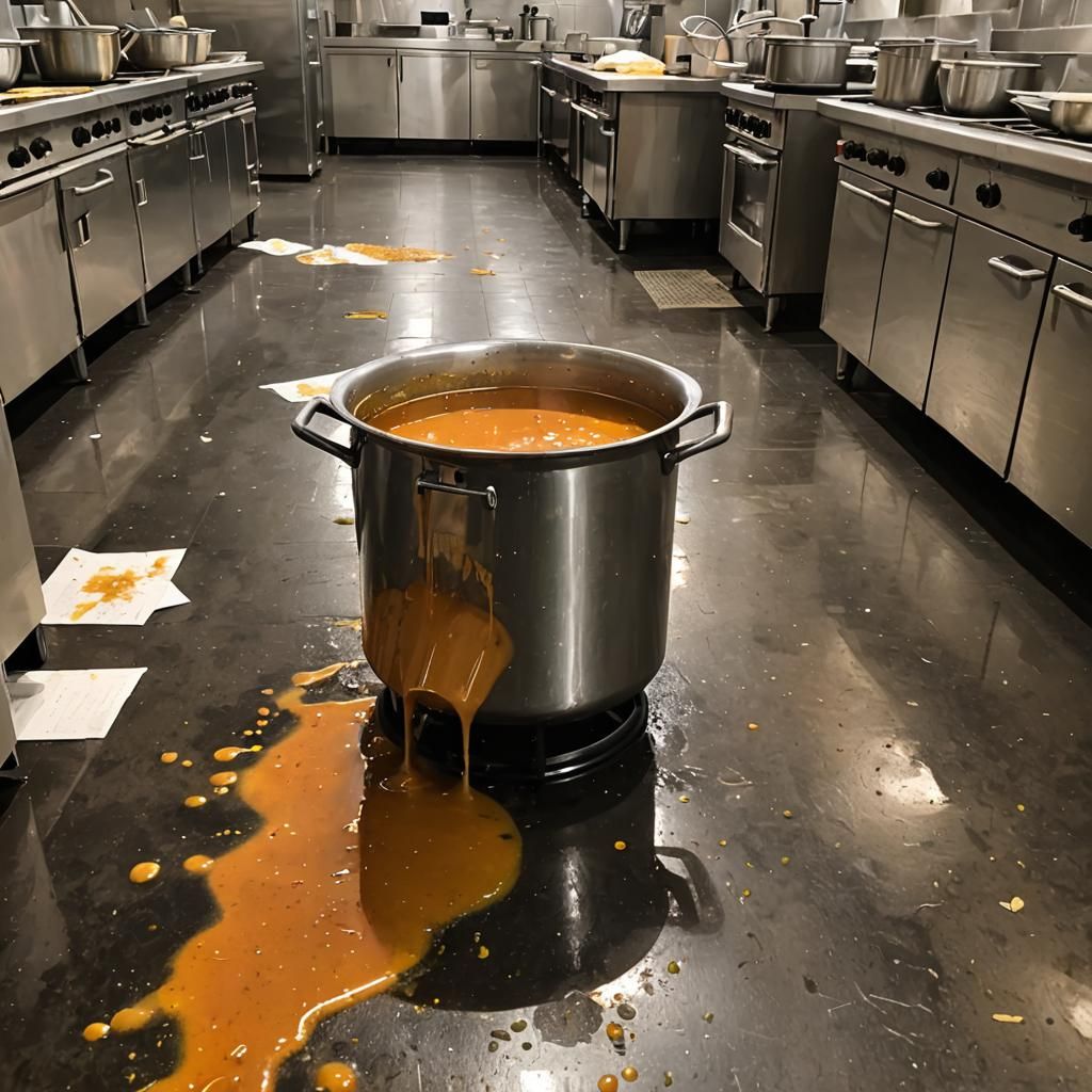 Soup Spilled in Restaurant Kitchen