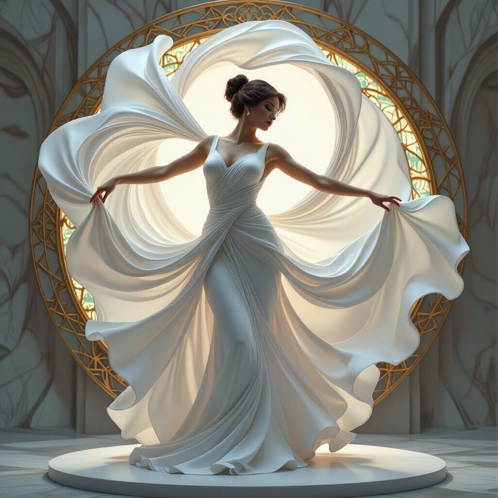 Dynamic Serpentine Dance Sculpture in Art Nouveau Style