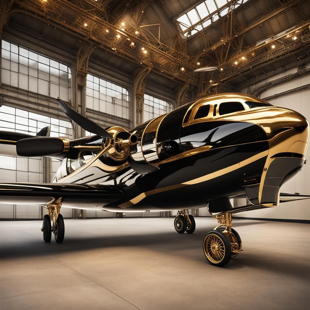 Steampunk Private Jet with Gold and Black Livery