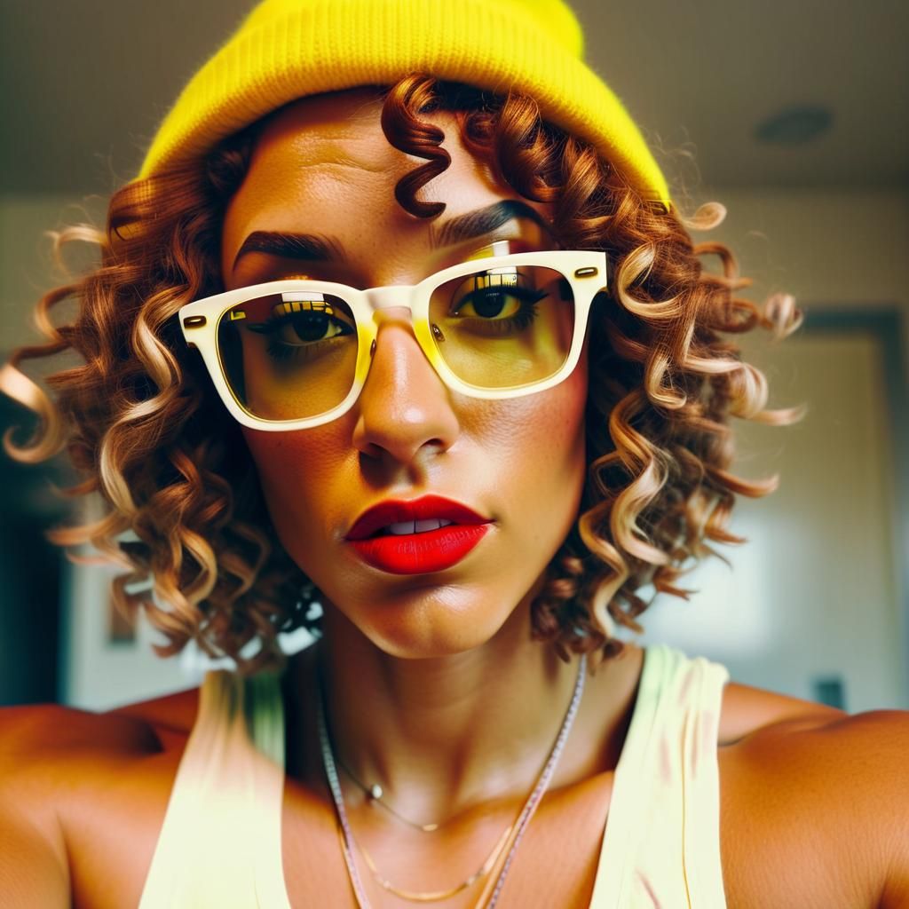 Young Woman Drinking Monster Energy: Cinematic Film Still