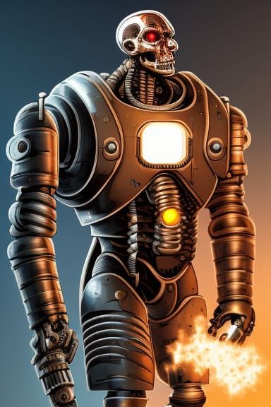 Terminator T-800 as Warforged Juggernaut Illustration