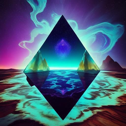 Surreal Nebula Shores in Magritte Style